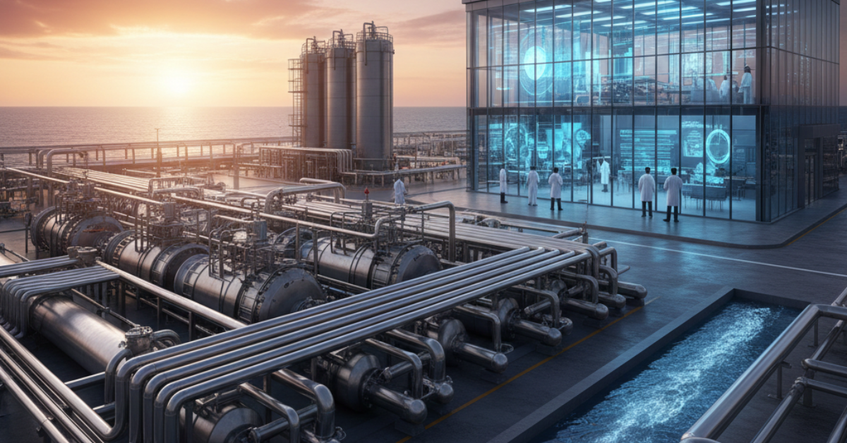 محطة معالجة مياه ضخمةتوضح ضخامة الشبكة واسعار مواسير مياه الشرب للمشاريع القومية.