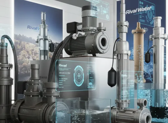 مجموعة من المضخات والأنظمة الصناعية الحديثة من شركة Rival Water المصممة لمحطات التحلية الكبرى بهدف التخلص من ملوحة الماء للشرب ومعالجة المياه الجوفية بكفاءة عالية.