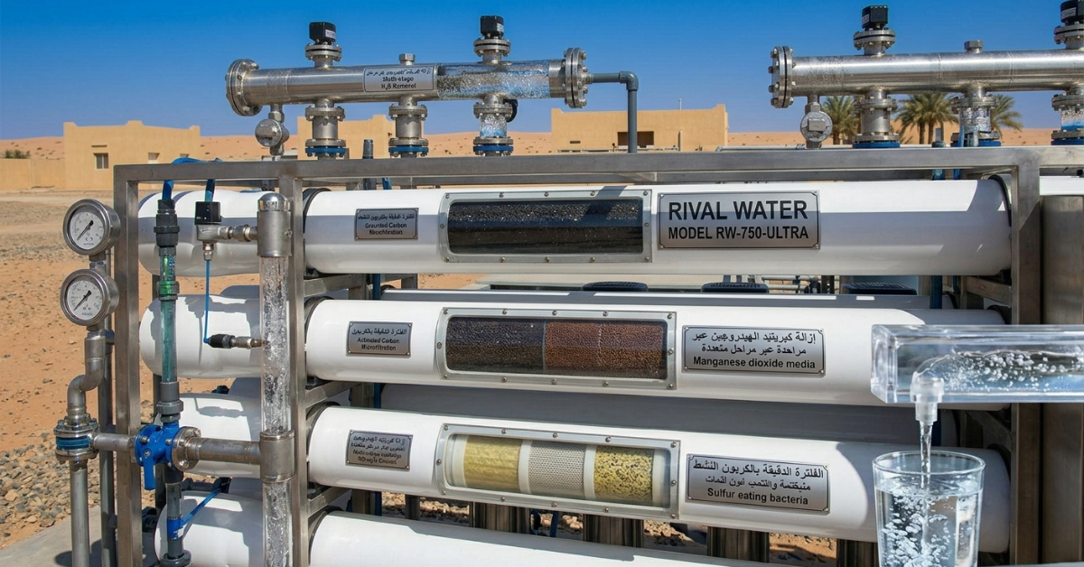 فلاتر دقيقة وميديا متخصصة تمثل تقنية أفضل معالجة للمياه الكبريتية من شركة رايفال.
