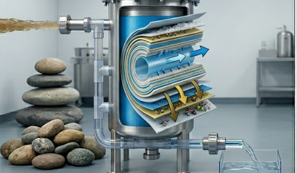 مقارنة بصرية بين جهاز فلترة وجهاز تناضح عكسي توضح الفرق بين التناضح العكسي والفلترة العادية في التنقية.