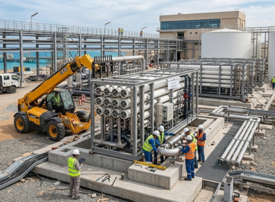 فريق عمل أفضل شركة تركيب محطات تحلية ينجز مهامه بدقة.