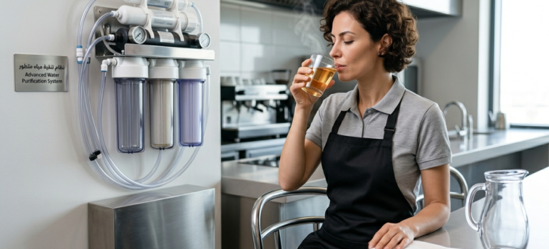 شرب مياه نقية للتخلص من طعم ورائحة مياه الخزان.