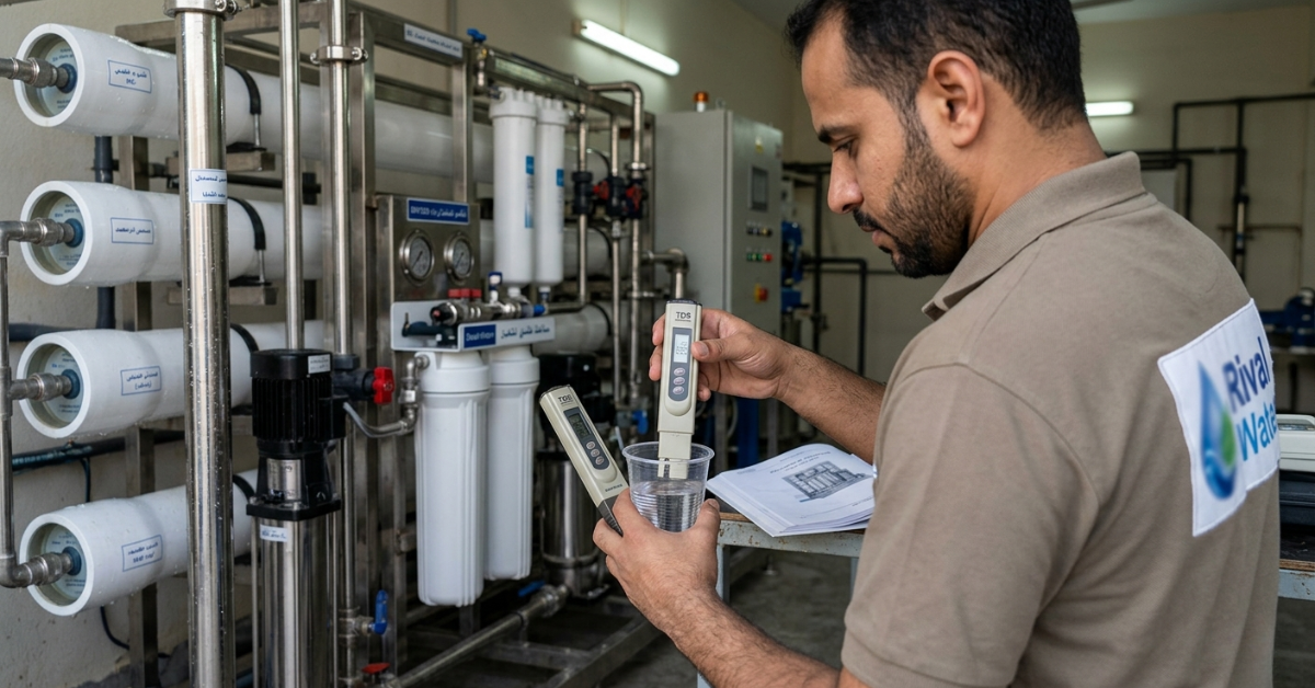 فحص أغشية محطة التحلية للتأكد من أسباب ارتفاع الأملاح بعد التحلية.