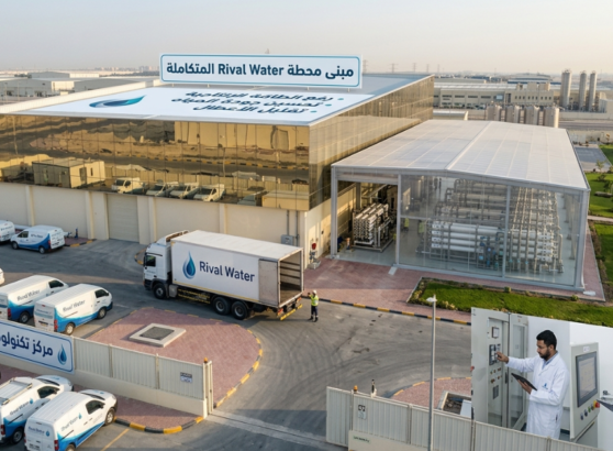 مبنى شركة Rival Water ومجموعة سيارات الخدمة ضمن مشروع إعادة تأهيل محطات مياه.