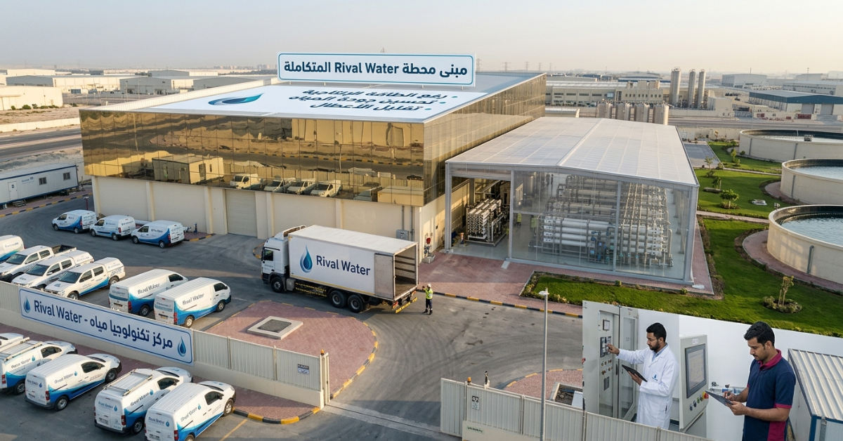 مبنى شركة Rival Water ومجموعة سيارات الخدمة ضمن مشروع إعادة تأهيل محطات مياه.